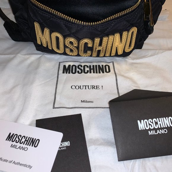 Moschino Quilted Black and Gold Backpack main image 7